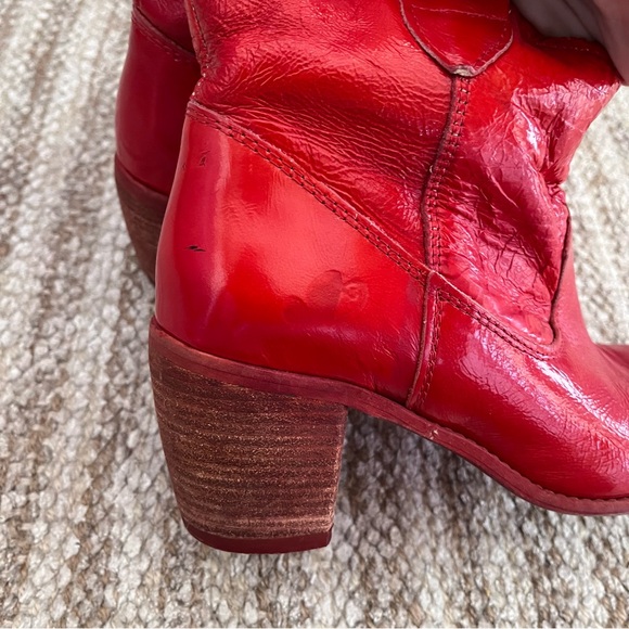 Red Leather Ankle Boots - Picture 12 of 16
